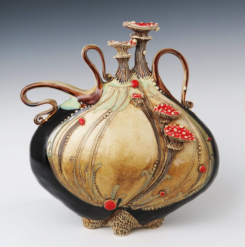 Fungi, Feathers, and Insects Spring from Carol Long’s Art Nouveau Vessels